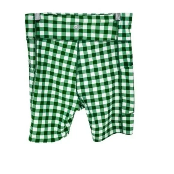 Tuckernuck NEW Sport Trellis Gingham Green White Biker Athletic 6" Short Size XL